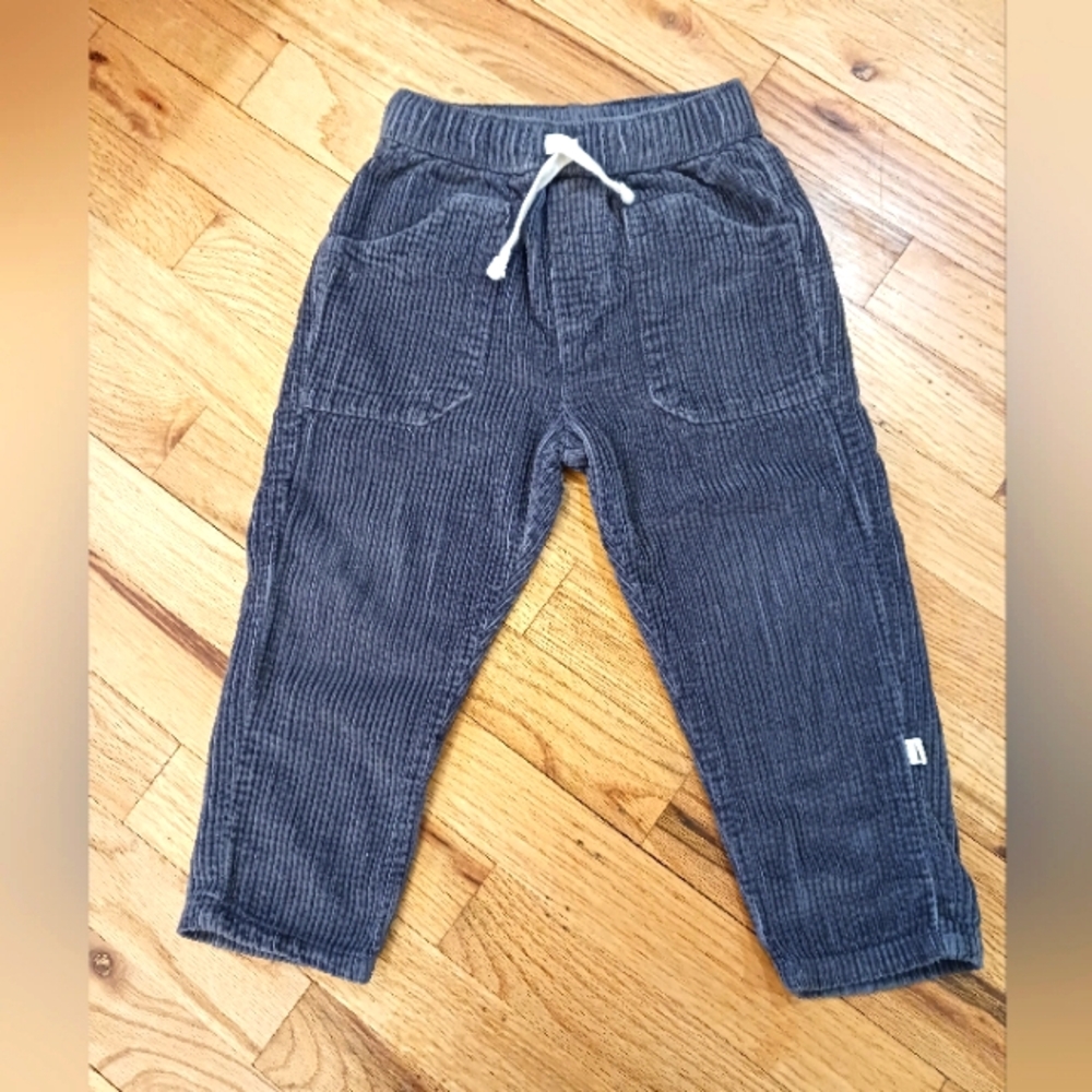 2T Gray Corduroy boys pants with elastic and drawstring waist, New condition.